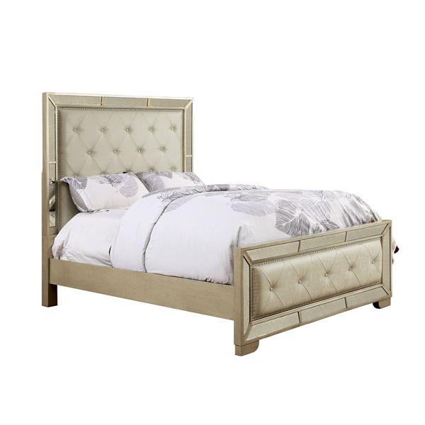 Stolte Glam Solid Wood Panel Queen Bed 