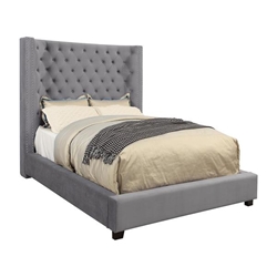 Kerch Transitional California King Wingback Bed in Gray 