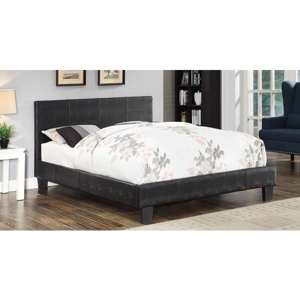 Carrie Contemporary Faux Leather Queen Platform Bed 