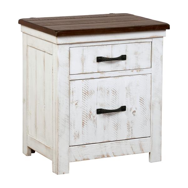 Willow 3-Drawer Nightstand Finished in Distress White 