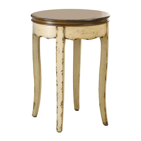 Howie Vintage Round End Table in White 
