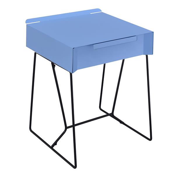 Erika Mid-Century Modern 1-Drawer End Table in Blue 