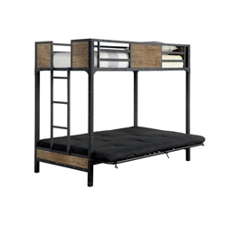 Idella Industrial Metal Twin Loft Bed with Futon Base - Black 