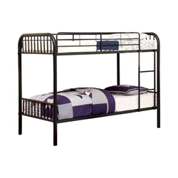 Lompok Contemporary Metal Twin over Twin Bunk Bed in Black 