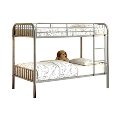 Lompok Contemporary Metal Twin over Twin Bunk Bed in Silver 