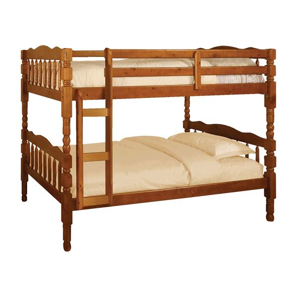 Hilmin Cottage Solid Wood Twin Over Twin Bunk Bed in Oak 