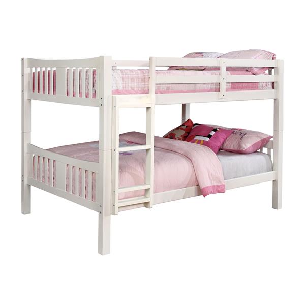 Khanjari Transitional Solid Wood Twin Over Twin Bunk Bed in White 
