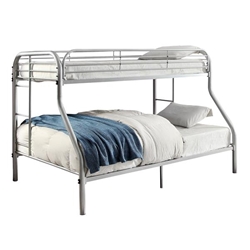 Teledona Transitional Metal Twin Over Full Bed Bunk Bed in Silver 