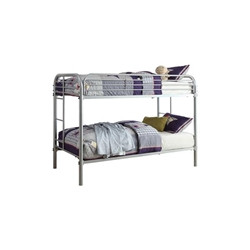 Teledona Transitional Metal Twin Over Twin Bunk Bed in Silver 