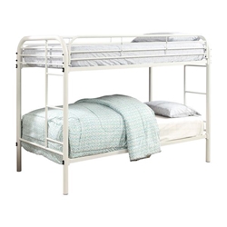 Teledona Transitional Metal Twin Over Twin Bunk Bed in White 