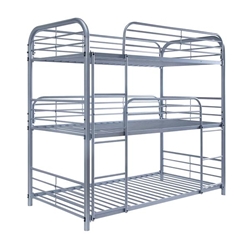 Arford Transitional Metal Triple Twin Bunk Bed - Silver 