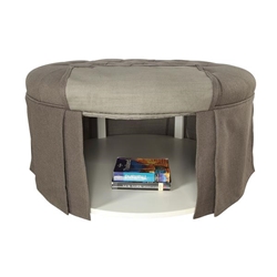 Calais Transitional Upholstered Ottoman in Gray 