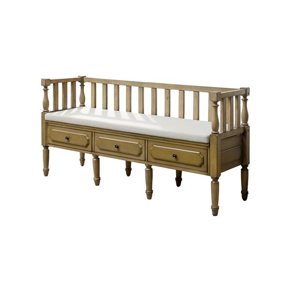 Claudette Transitional Storage Bench in Weathered Natural Tone 