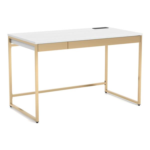 Home 2-Drawer Office Desk with Copper Plating 