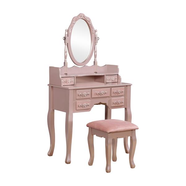 Cambriah Traditional Wood Vanity Set in Rose Gold 
