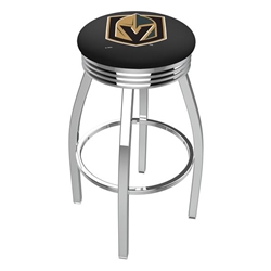 Chrome Vegas Golden Knights Swivel 30-Inch Bar Stool with 2.5-Inch Ribbed Accent Ring 