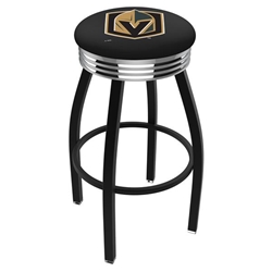 Black Wrinkle Vegas Golden Knights Swivel 30-Inch Bar Stool with Chrome 2.5-Inch Ribbed Accent Ring 