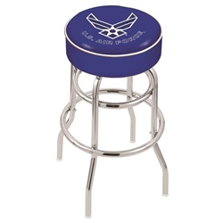 L7C1 U.S. Air Force 25-Inch Double-Ring Swivel Counter Stool with Chrome Finish 