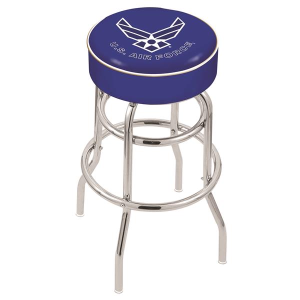 L7C1 U.S. Air Force 30-Inch Double-Ring Swivel Bar Stool with Chrome Finish 
