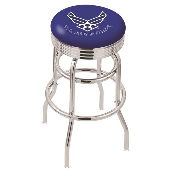 L7C3C U.S. Air Force 25-Inch Double-Ring Swivel Counter Stool with Chrome Finish 