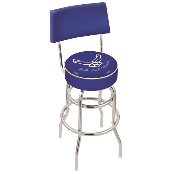 L7C4 U.S. Air Force 25-Inch Double-Ring Swivel Counter Stool with Chrome Finish 