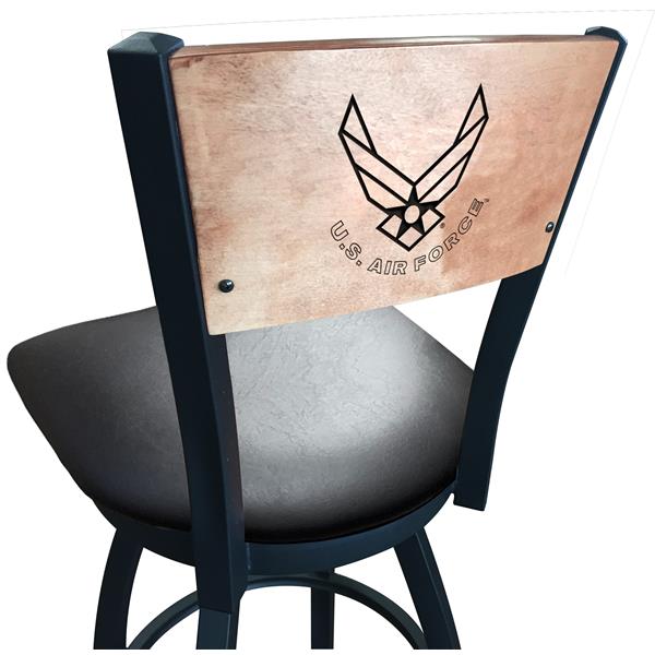 L038 U.S. Air Force 36-Inch Swivel Bar Stool with Black Wrinkle with Laser Engraved Back 