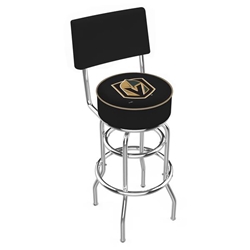L7C4 Vegas Golden Knights 30-Inch Double-Ring Swivel Bar Stool with Chrome Finish 