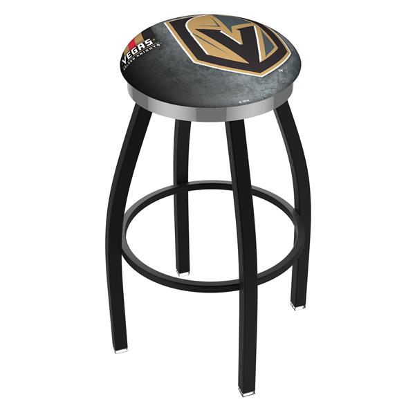 L8B2C-03 Vegas Golden Knights 30-Inch Swivel Bar Stool with a Black Wrinkle and Chrome Finish 
