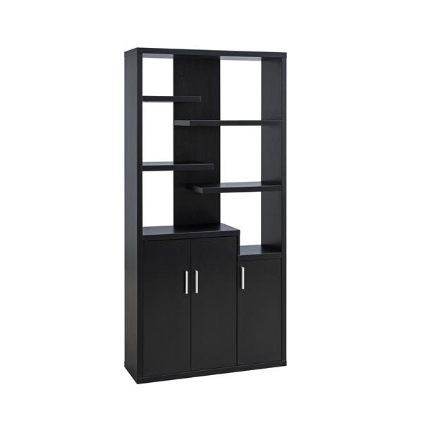 Black Finished Display Cabinet with Metal Bar Handles 