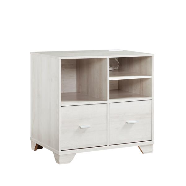 White Finished File Cabinet with Metal Bar Handles 