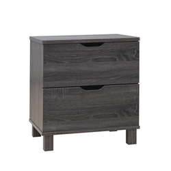 Modern Distressed Grey Nightstand with Two Drawers 