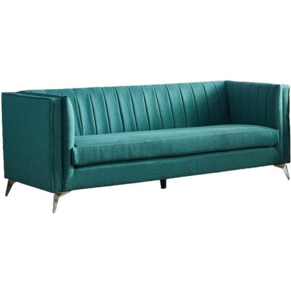 Turquoise Finished Sofa with Pleated Back Design 