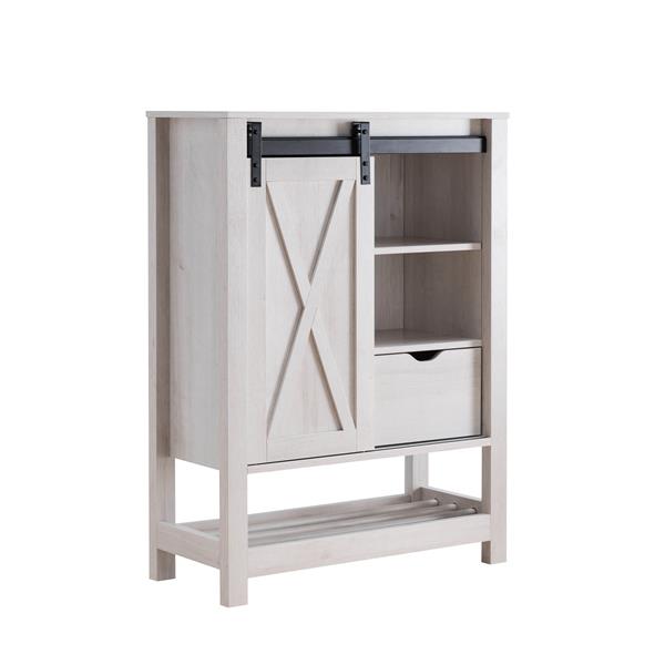 White Oak Storage Cabinet with Five Adjustable Shelves 