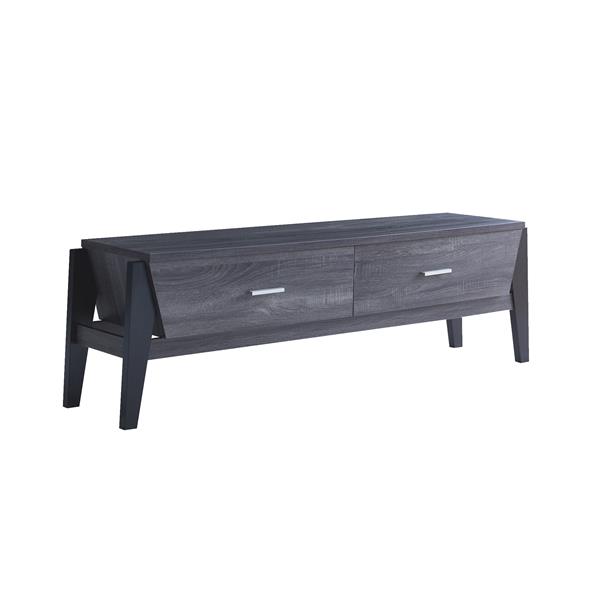 Distressed Grey and Black TV Stand with Metal Glides 