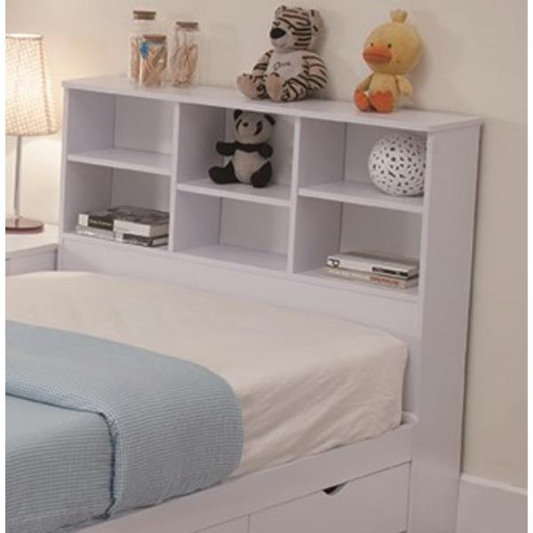 White Twin Bookcase Headboard with Six Shelves 