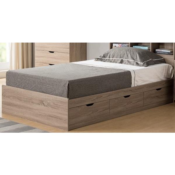 Dark Taupe Twin Size Chest Bed with Three Drawers 
