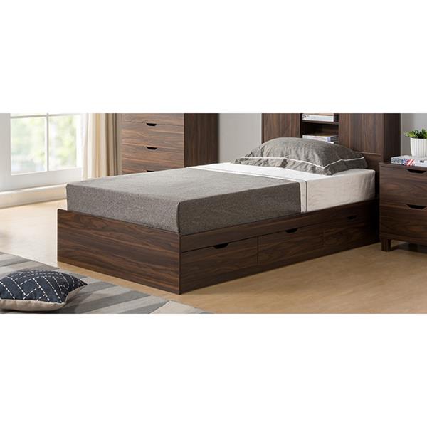 Dark Walnut Twin Size Chest Bed with Three Drawers 