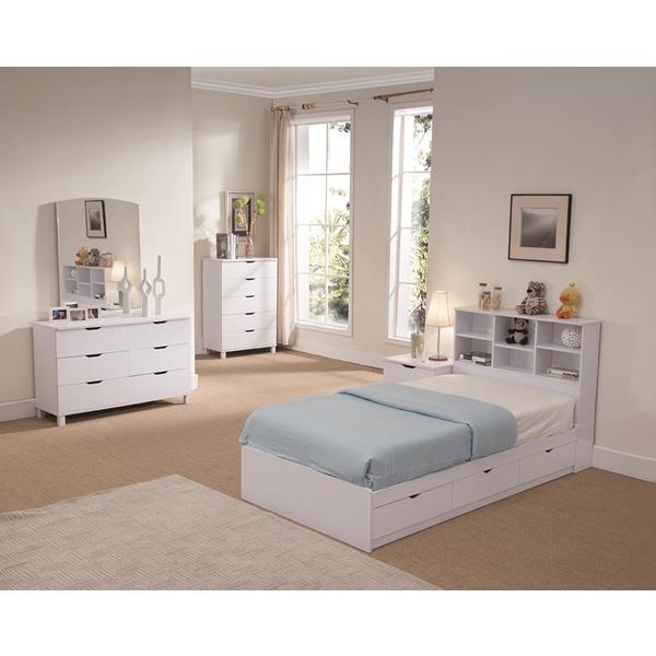 Twin Size Chest Bed with Three Drawers - White 