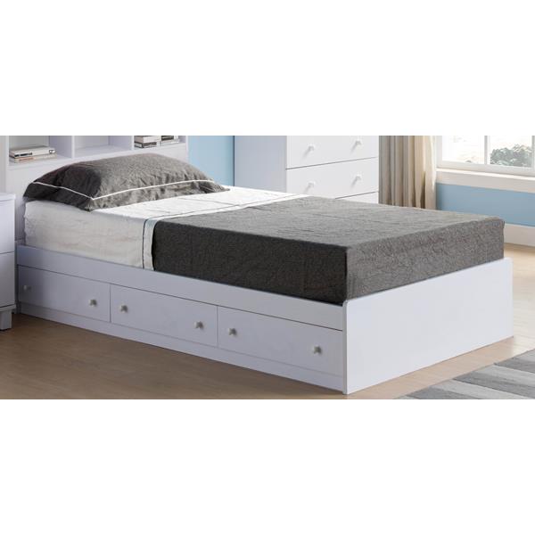 White Twin Size Chest Bed with Three Drawers 