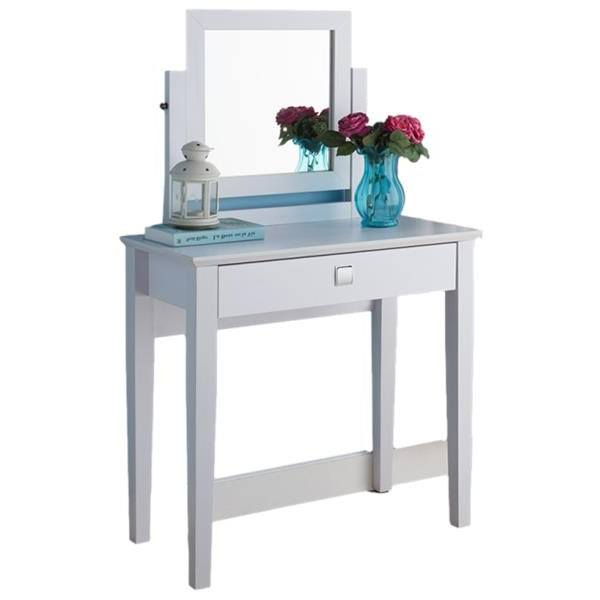 Minimalist Vanity Table and Mirror - White 