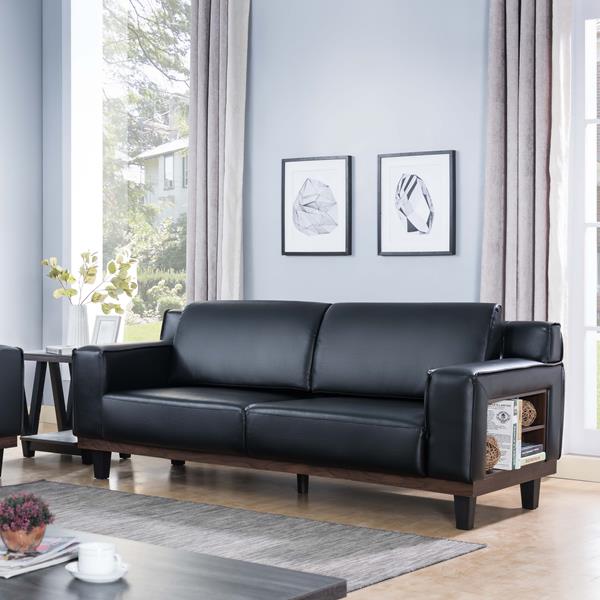 Black Sofa with Tall Armrests 