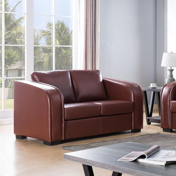 Brown Loveseat with Pocket Coil Cushions 