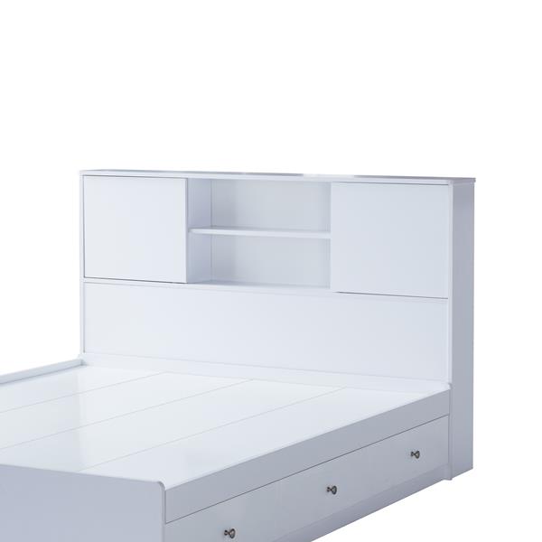 White Twin Bookcase Headboard with Two Large Cubbies 