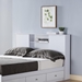 White Twin Bookcase Headboard with Two Large Cubbies - IDU1355
