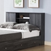 Distressed Grey Twin Bookcase Headboard with Two Large Cubbies - IDU1369