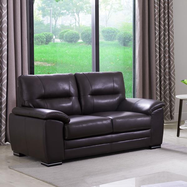 Chocolate Loveseat with Pocket Coil Cushions 