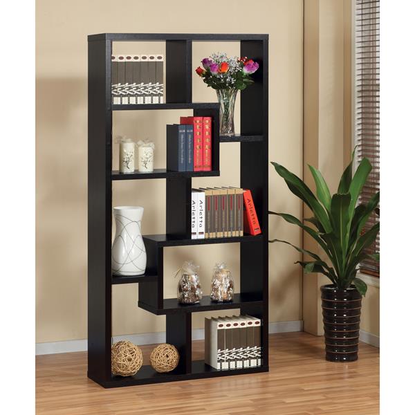 Black Display Cabinet with Eight Shelves 