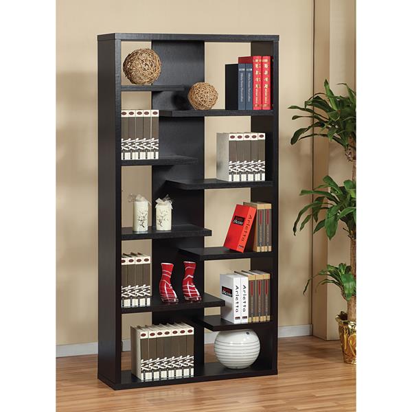 Black Bookcase with Eight Shelves 