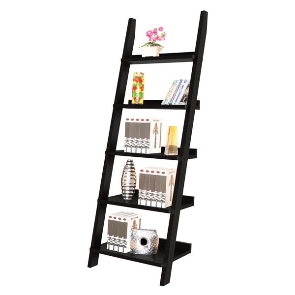 Black Ladder Bookcase with Five Shelves 