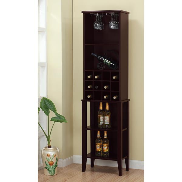 Red Cocoa Wine Cabinet with Four Open Storage Spaces 